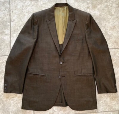 Chaqueta Traje Vintage 60’s 70’s Círculo Dorado Marrón Iridiscente 2 Botones Talla 41 Brillante Foto 1 de 4