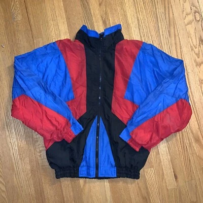 Jaqueta corta-vento vintage anos 90 Esprit By Campus color block leve L 14-16 - Imagem 1 de 4