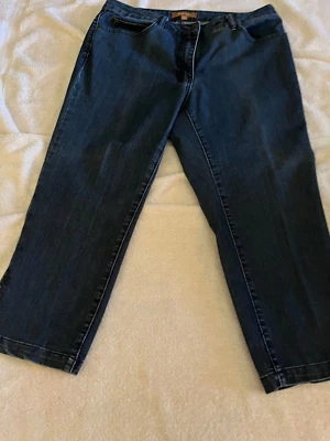 Pantalón capri Ellen Tracy para mujer talla 12 Dark Demin con detalle de cremallera en las piernas Foto 1 de 4