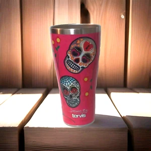 Tervis Tumbler Pink Sugar Skulls Halloween Stainless 30oz Day of the Dead - Picture 1 of 6