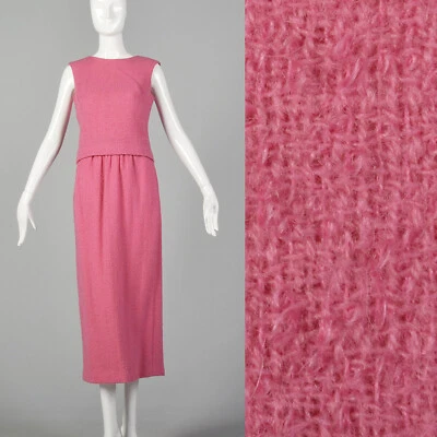 Conjunto de falda rosa XS años 60 lana mohair tweed maxi conjunto conjunto conjunto Jackie O conjunto años 60 de colección Foto 1 de 4