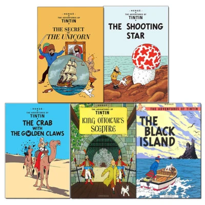 Adventures of Tintin Series 2 Collection 5 Books Set Black Island, King Ottokar  - Image 1 of 4
