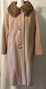 Vintage MCM 100% Cashmere & Silk Lined Mink Fur Collar Coat - Picture 1 of 18