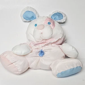 Vintage Fisher Price Baby Puffalump Puppy Dog Rattle Nylon Plush 1988 Clean - Picture 1 of 7