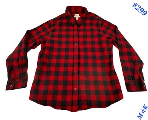 LL Bean Black Red Plaid Slightly Fitted Flannel Button Down Shirt Men Size Larg - Picture 1 of 11