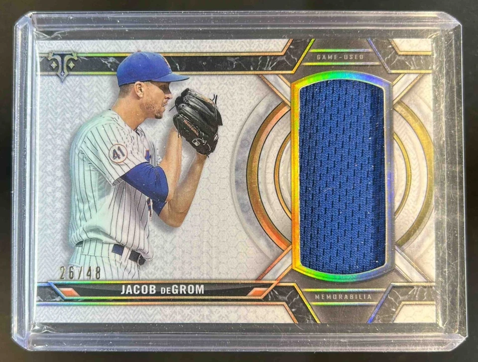 2021 Triple Threads Jacob deGrom Single Jumbo Jersey #26/48 Mets - Image 1 of 2