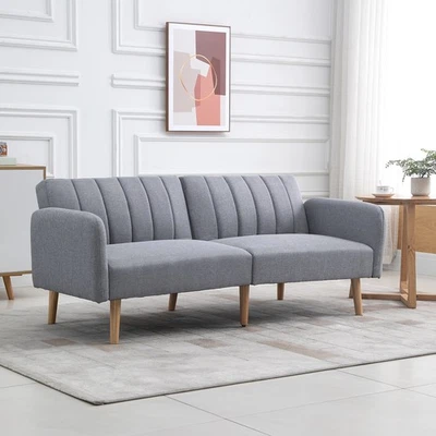 HOMCOM Schlafsofa, 2-Sitzer Stoffsofa mit Schlaffunktion, 173 x 75 x 73 cm, Grau - Bild 1 von 4