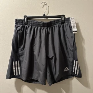 New! Men's Adidas Aeroready Own the Run 7 Shorts W/ 1 Zip Pocket Grey Size XXL - Picture 1 of 8