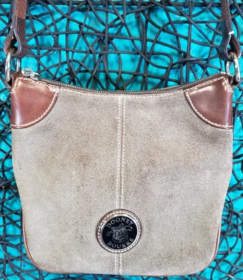 Vtg Dooney & Bourke Gray Brown Leather 90s Hobo Crossbody Shoulder Bag Y2K FLAWS - Image 1 of 4