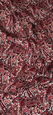 Mint Red Orange Paisley Viscose Fabric 58'' PRICE PER METER - Image 1 of 2