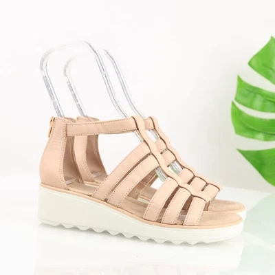 Zapatos Sandalia Clarks Mujer Talla 8 W Nude Ultimate Comfort Tirantes Cuña 26153009 Foto 1 de 4