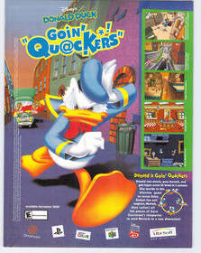 Vtg Disney Donald Duck Goin' Quackers GBC N64 Dreamcast PS2 2000 Print Ad Art