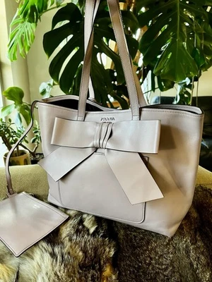 Prada Vitello Daino Bow ToteBag Pink Beige Pebbled Leather Shoulder Satchel - Image 1 of 4