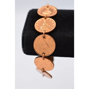 Vintage Bracelet Copper Coin Linked Zimbabwe Penny 1980s BinAD - Picture 1 of 12