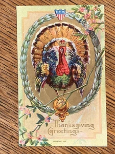 Hermosa postal antigua en relieve de pavo de acción de gracias de colección Blossburg, Pensilvania, ¡en muy buena condición! - Imagen 1 de 4