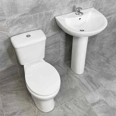 HYDROS Gillian Rimless Toilet & Basin Sink Set Bathroom Suite Modern Style