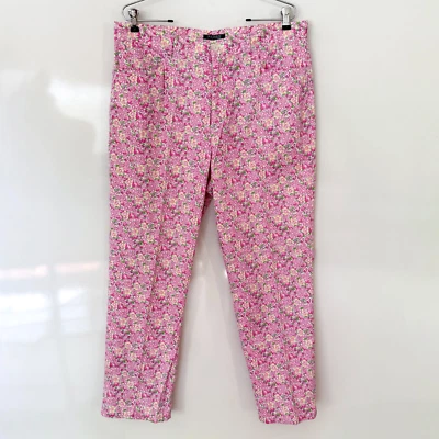 Lauren Ralph Lauren Floral Pants High Rise Cotton Straight Leg Pink Women’s 16 - Image 1 of 4