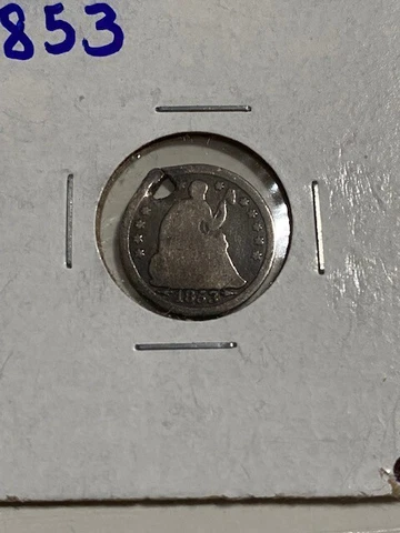 1853 Arrows Half Dime, type coin, holed, 99c shipping offer Cover