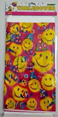 Happy Face Table Cover Decoration Adults & Kids Birthday Party Faces Events - Image 1 of 3