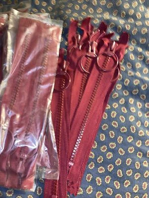 6 Pack Lot Vislon YKK LOOP PULL Maroon BROWN 7” Long CLOSED END Ring Slide - Image 1 of 4