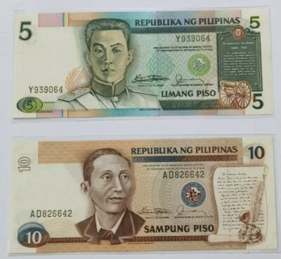 1985 PHILIPPINES 5 -10 Piso set - Image 1 of 3
