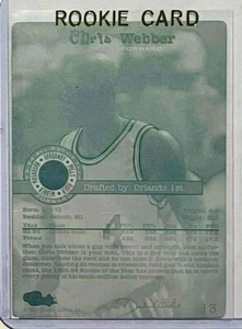 1/1 CHRIS WEBBER ROOKIE 1994 CLASSIC PRINTING PLATE GOLDEN STATE WARRIORS 1 OF 1 - Picture 1 of 2