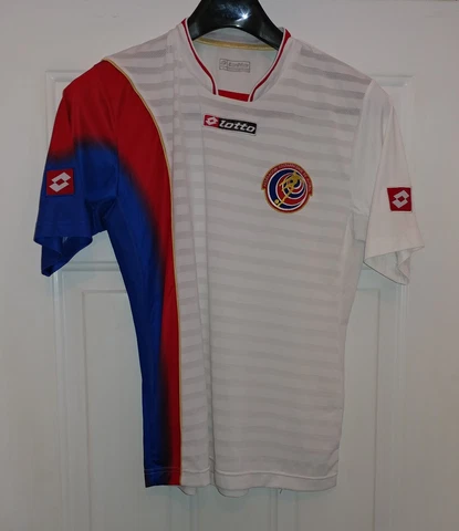 LOTTO COSTA RICA FUTBOL WHITE-RED-BLUE POLYESTER SHORT SLEEVE SHIRT SIZE S Cover