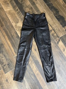 MICHAEL HOBAN North Beach Leather VINTAGE 80s Black High Waist Pants 28x29 (7/8)