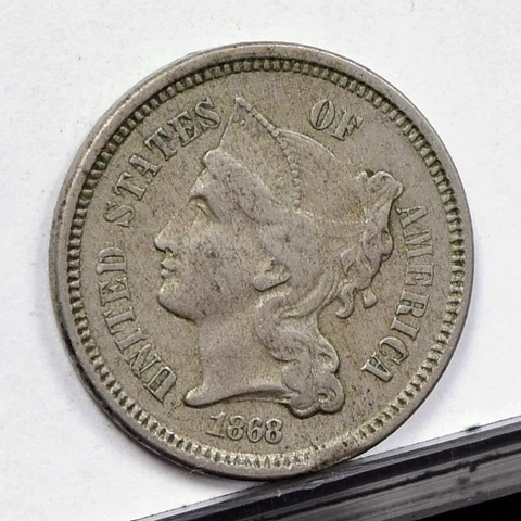 1868 Three Cent Nickel 3CN - Fine Details, Graining (49241-L) Cover
