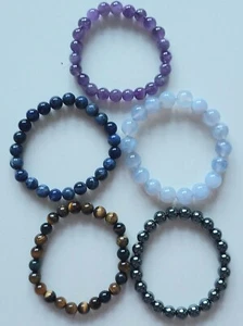 PIETRE DURE , SET 5 BRACCIALI ELASTICI - Foto 1 di 10