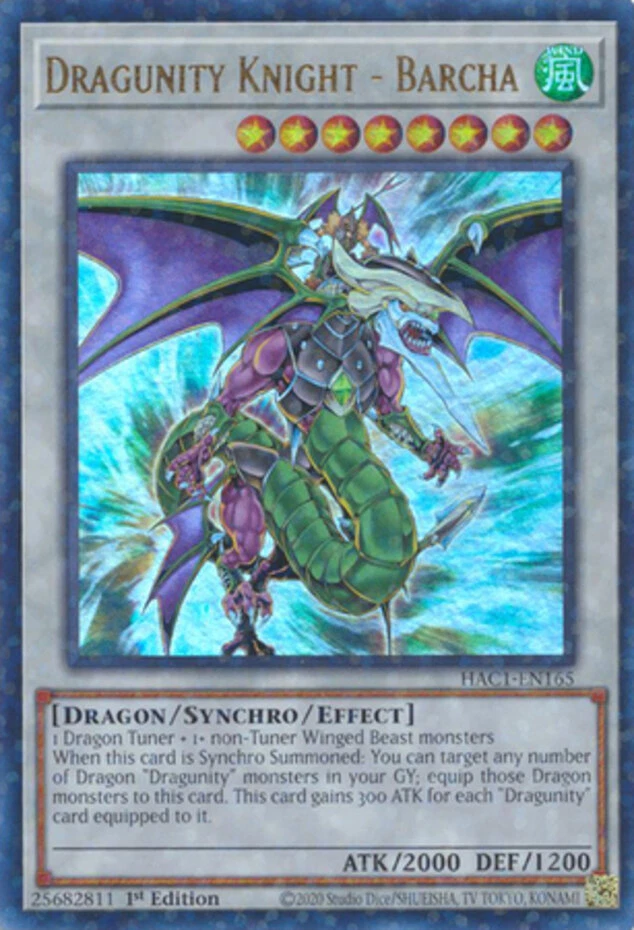 Yugioh! Dragunity Knight - Barcha - HAC1-EN165 - Ultra Rare - 1st Edition (Duel  - Image 1 of 1