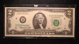 1976 D4 Jefferson $2 Federal Reserve Note UNCIRCULATED - Picture 1 of 2