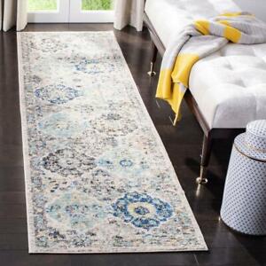 Long Runner Transitional Traditional Blue Gray Area Rug **FREE SHIPPING**