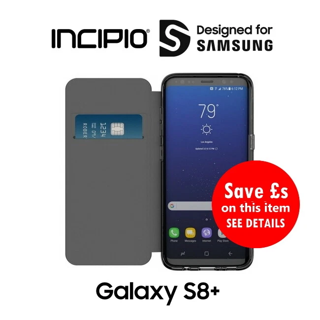 Incipio S8+ Clear Back Folio Flip Wallet Case Cover for Samsung Galaxy S8 Plus - Image 1 of 3