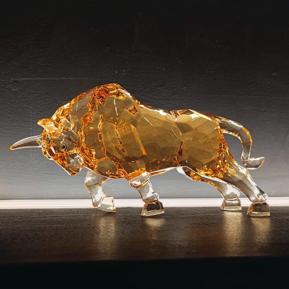 FengShui Wall Street Bull Statue Acrylic Bull Figurine Sculpture Home Office ...
