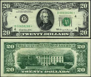 FR. 2067 D* $20 1969 Federal Reserve Note Cleveland D-* Block VF+ Star - Picture 1 of 3