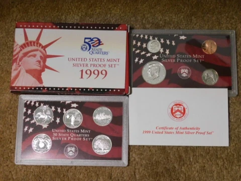 US 1999 SILVER 9 COIN PROOF SET OGP Cover