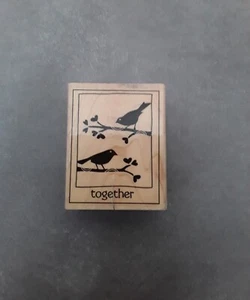 Together Rubber Stamp Birds on Branches with Heart Leaves - Picture 1 of 6