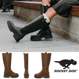 Rocket Dog Drea Damenstiefel hoch kniehoch Stretch elastische Seiten UVP 110 £ - Bild 1 von 18