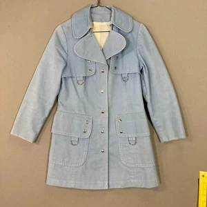 Sears Womens Vintage 70s Leisure Jacket Wide Collar Baby Blue Size 8 Fits XS - Picture 1 of 12