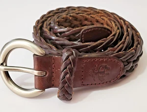 Brooks Brothers Belt Brown Braided Leather Women S 32" Round Buckle 1" Wide VTG - Picture 1 of 6