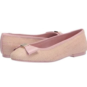 Ted Baker London Sualli Flat Raffia Pink Bow Ballet Flat Size 36 - Picture 1 of 9