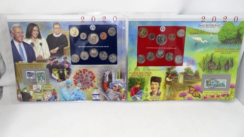 2020 Uncirculated  P & D Mint Sets - Postal Commemorative Society  Coin & Stamp Cover
