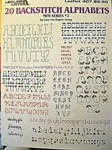 Leisure Arts 0407 20 BACKSTITCH ALPHABETS mini #2 cross stitch 4pg leaflet 1985 - Picture 1 of 3