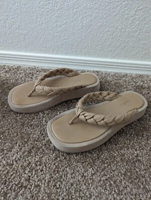 Vince Nita Trenzado Cuero Tostado Tanga Sandalias Mujer Talla 8 Foto 1 de 4