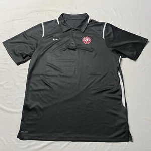 Nike Soccer Polo T-Shirt Men’s Large Gray White Dri-Fit Sportswear Team Logo Y2K - Picture 1 of 11