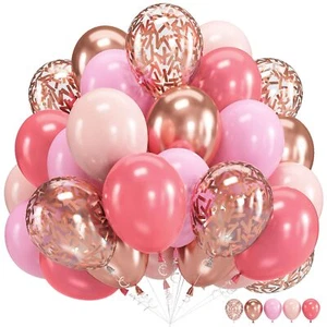 Pink Rose Gold Balloons Blush Dusty Rose Balloons 60pcs 12inch Rose Gold Conf... - Picture 1 of 7