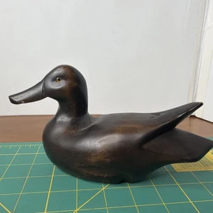 Handcarved Carved Wooden Duck Decoy - Glass Eyes - Picture 1 of 24