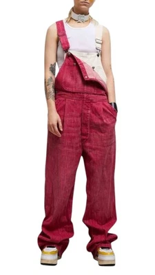 R13 Double Bib Damon Damen Overall M Vintage Verblichen Übergröße Denim RRP1299 - Bild 1 von 4