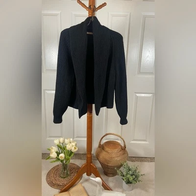 Vince. Cárdigan de lana acanalado negro frente abierto - para mujer talla L Foto 1 de 4